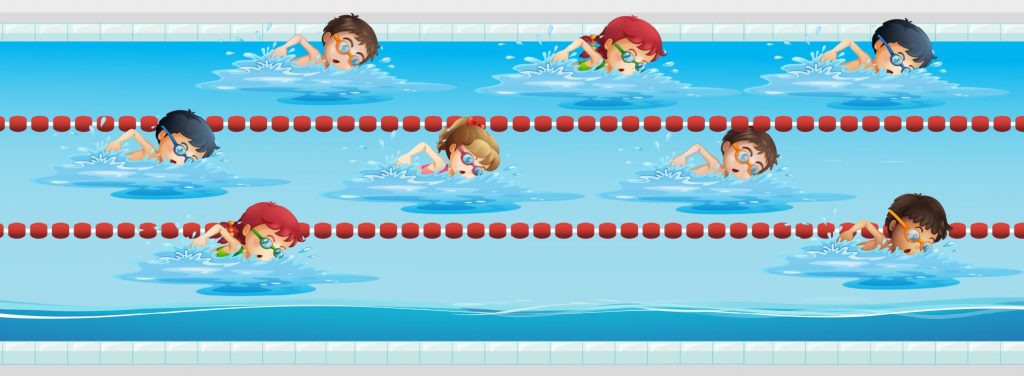 Children swimming in the swimming pool illustration